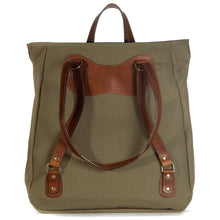 Load image into Gallery viewer, RucTote in sand canvas with tan leather trim