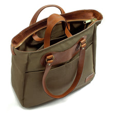 Load image into Gallery viewer, RucTote in sand canvas with tan leather trim
