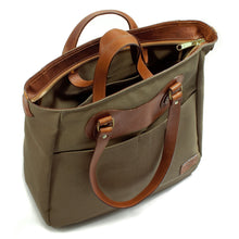 Load image into Gallery viewer, RucTote in sand canvas with tan leather trim