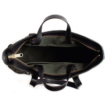 Load image into Gallery viewer, RucTote in olive canvas with black leather trim