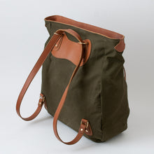 Load image into Gallery viewer, (SFS#1) RucTote in deadstock ’50s Czech army tent canvas with tan leather trim