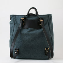 Load image into Gallery viewer, (SFS#2) RucTote in deadstock Swiss loden gray wool with black Horween leather trim