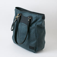 Load image into Gallery viewer, (SFS#2) RucTote in deadstock Swiss loden gray wool with black Horween leather trim
