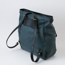 Load image into Gallery viewer, (SFS#2) RucTote in deadstock Swiss loden gray wool with black Horween leather trim
