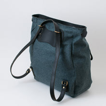 Load image into Gallery viewer, (SFS#2) RucTote in deadstock Swiss loden gray wool with black Horween leather trim