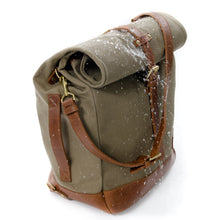 Load image into Gallery viewer, RollTote in sand canvas with tan leather trim