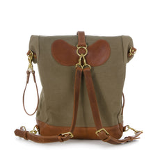 Load image into Gallery viewer, RollTote in sand canvas with tan leather trim