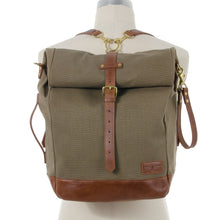 Load image into Gallery viewer, RollTote in sand canvas with tan leather trim