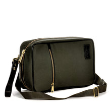 Load image into Gallery viewer, Aviator in olive canvas with black leather trim