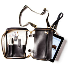 Load image into Gallery viewer, Aviator in black canvas with black leather trim