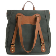 Load image into Gallery viewer, RucTote in olive canvas with tan leather trim