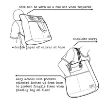 Load image into Gallery viewer, RucTote in black canvas with black leather trim