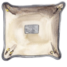 Load image into Gallery viewer, Travel-stuff Tray in black grain leather with sand canvas inner