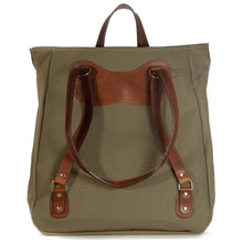 Load image into Gallery viewer, RucTote in sand canvas with tan leather trim
