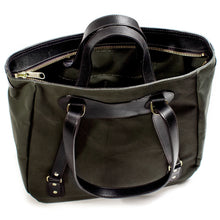 Load image into Gallery viewer, RucTote in olive canvas with black leather trim
