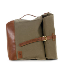 Load image into Gallery viewer, RollTote in sand canvas with tan leather trim
