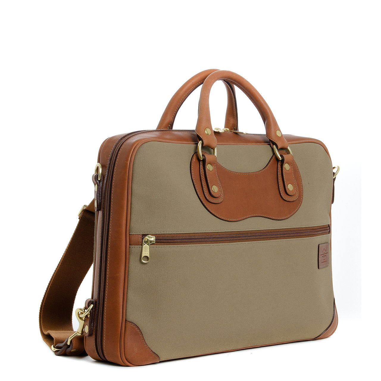Courier Ruc Case in sand canvas with tan leather trim – J. Panther ...